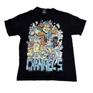 Channel 5 News Cartoon Graphic Tee T-Shirt Black Adult Medium